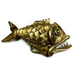 VTG Carl Tasha Large Piranha Fish Brutalist Modernist Brass Belt Buckle