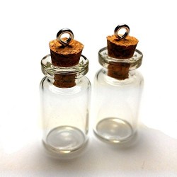 Moxx 50 Mini Glass Bottles 1-inch Message Treasure Charm Pendant Kit Makes 50 Bottle Pendants 