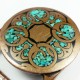 Vtg 1975 Tech Ether Guild Turquoise Inlay Brass Belt Buckle - Baldric