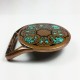 Vtg 1975 Tech Ether Guild Turquoise Inlay Brass Belt Buckle - Baldric