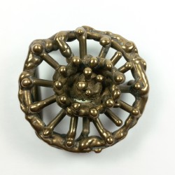 VTG 70s Abstract Brutalist Wheel Pattern Brass Belt Buckle