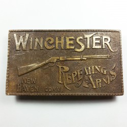 Vtg Winchester Repeating Arms Rifle Gun Bronze Brass Belt Buckle