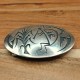Vintage Hopi Pueblo Mitchel Sockyma MS Kokopelli Corn Overlay Sterling Silver Belt Buckle