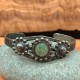 Fred Harvey Era Stamped Turquoise Navajo Horse Dog Sterling Silver Bracelet Cuff