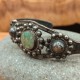 Fred Harvey Era Stamped Turquoise Navajo Horse Dog Sterling Silver Bracelet Cuff