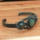 Fred Harvey Era Stamped Turquoise Navajo Horse Dog Sterling Silver Bracelet Cuff