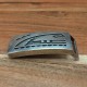 70's Native Hopi Crafts Overlay Abstract Pattern Sterling Silver Belt Buckle