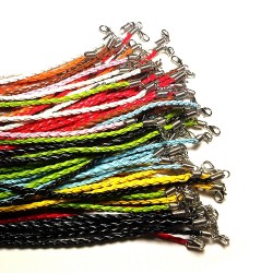 Mixed Color Braided Leather Necklace Cord 18" w/ Extender