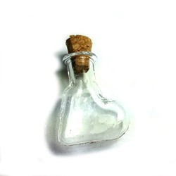 Small Glass Cork Bottles (Heart Shape) 1 Inch