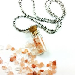 Mini Bottle Necklace (Himalayan Pink Salt) 18 inch