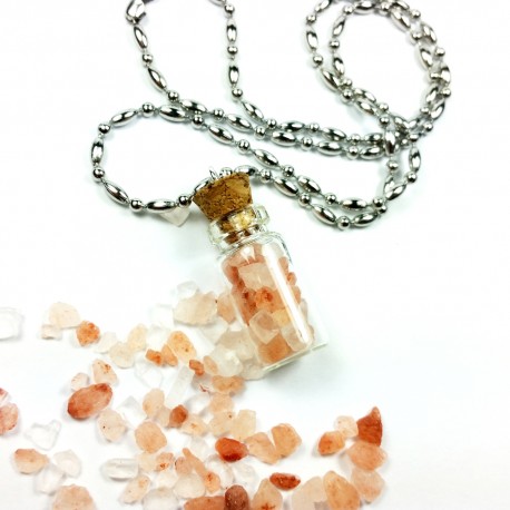 Mini Bottle Necklace (Himalayan Pink Salt) 18 inch